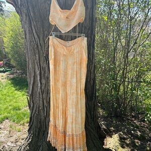 Free People Yellow Boho Bell Bottom Pants & Shirt
New